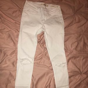 low rise white ripped jeans